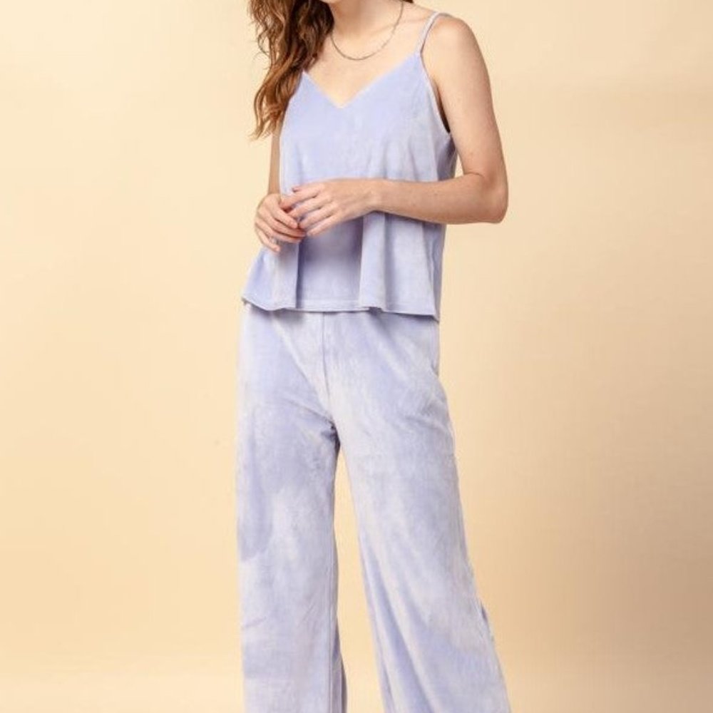 NWT-Double Zero Brand Periwinkle Velvet Lounge Set